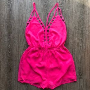 Eden Sky Strappy NWT Neon PInk Romper